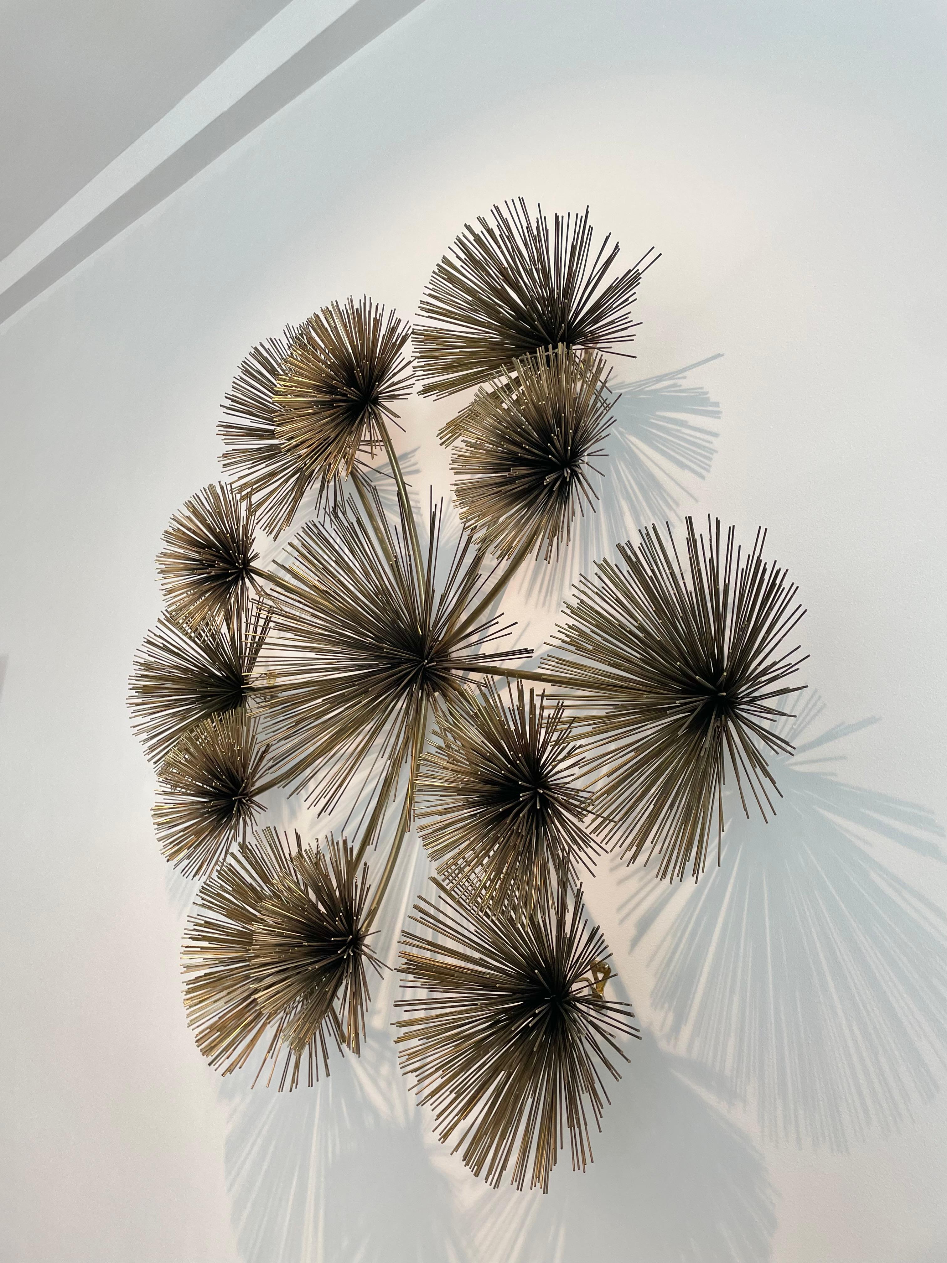 Curtis Jere Brass Sea Urchin / Dandelion Wall Sculpture For Sale 3