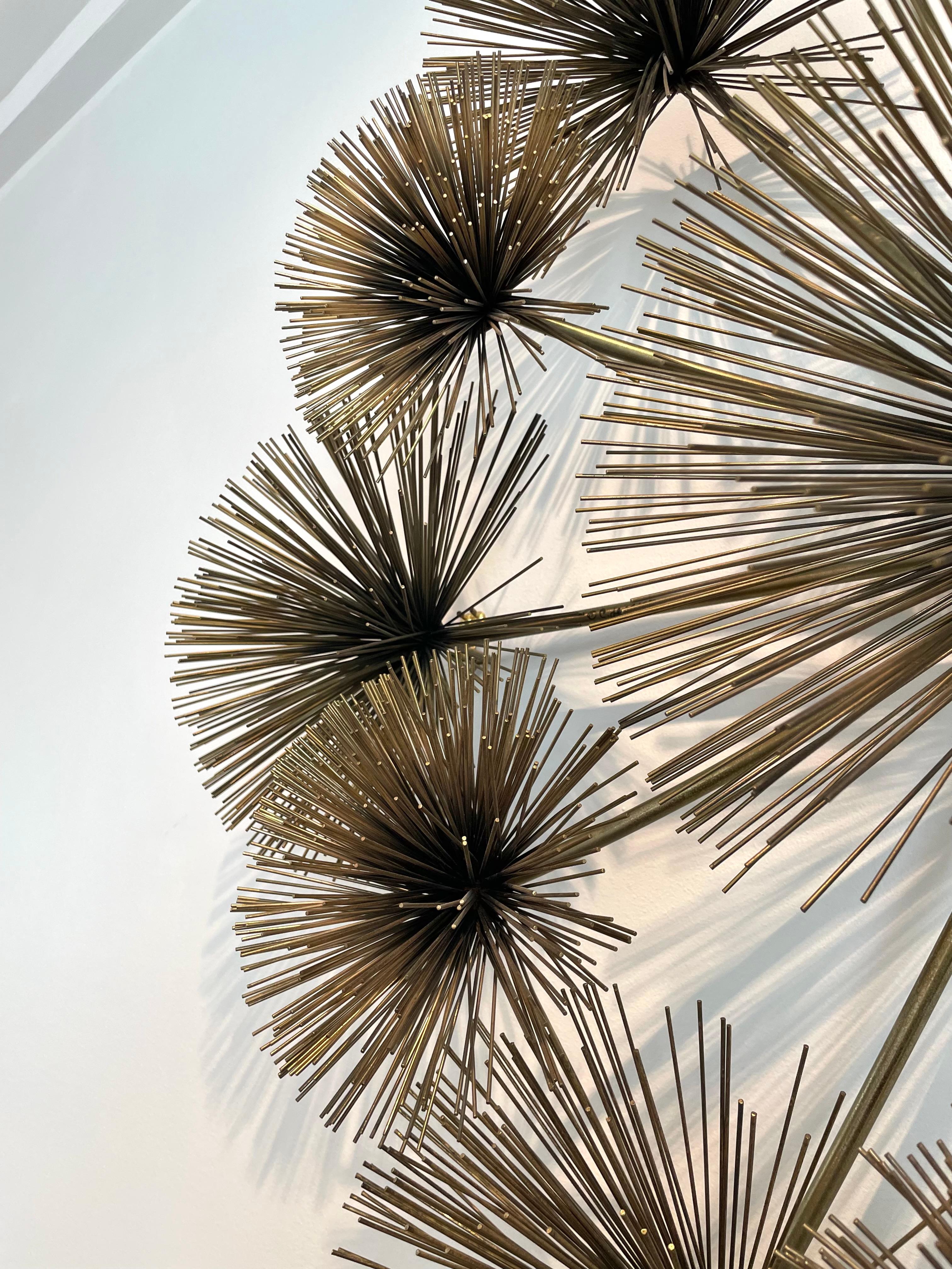 Curtis Jere Brass Sea Urchin / Dandelion Wall Sculpture For Sale 4