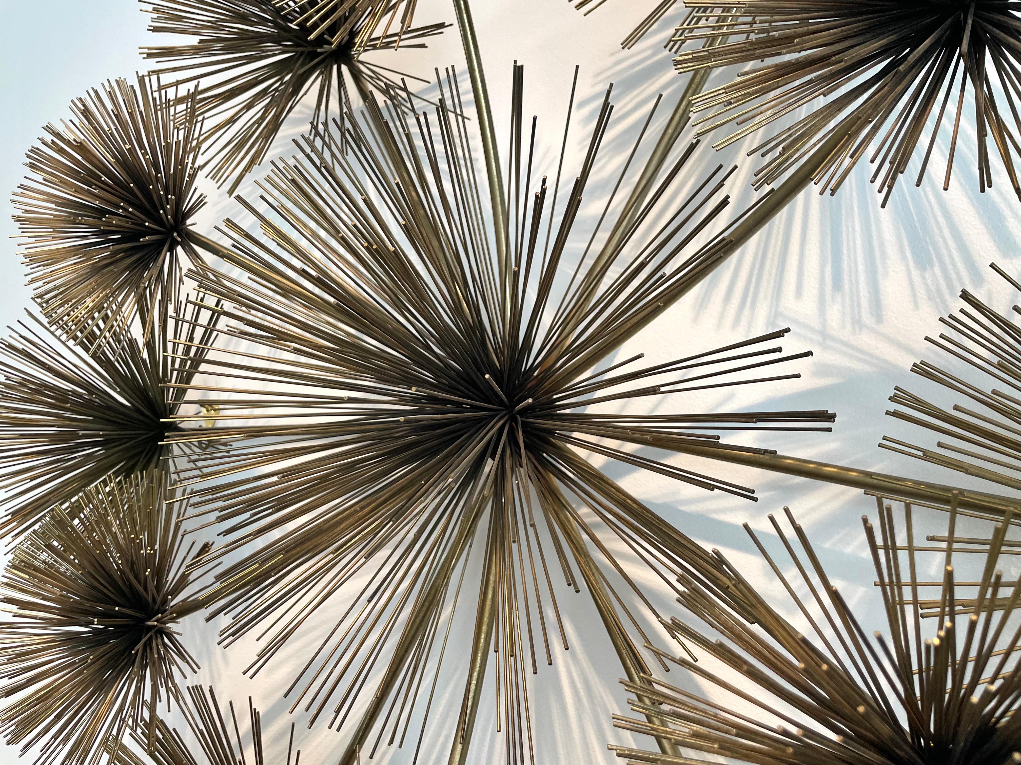 Curtis Jere Brass Sea Urchin / Dandelion Wall Sculpture For Sale 5