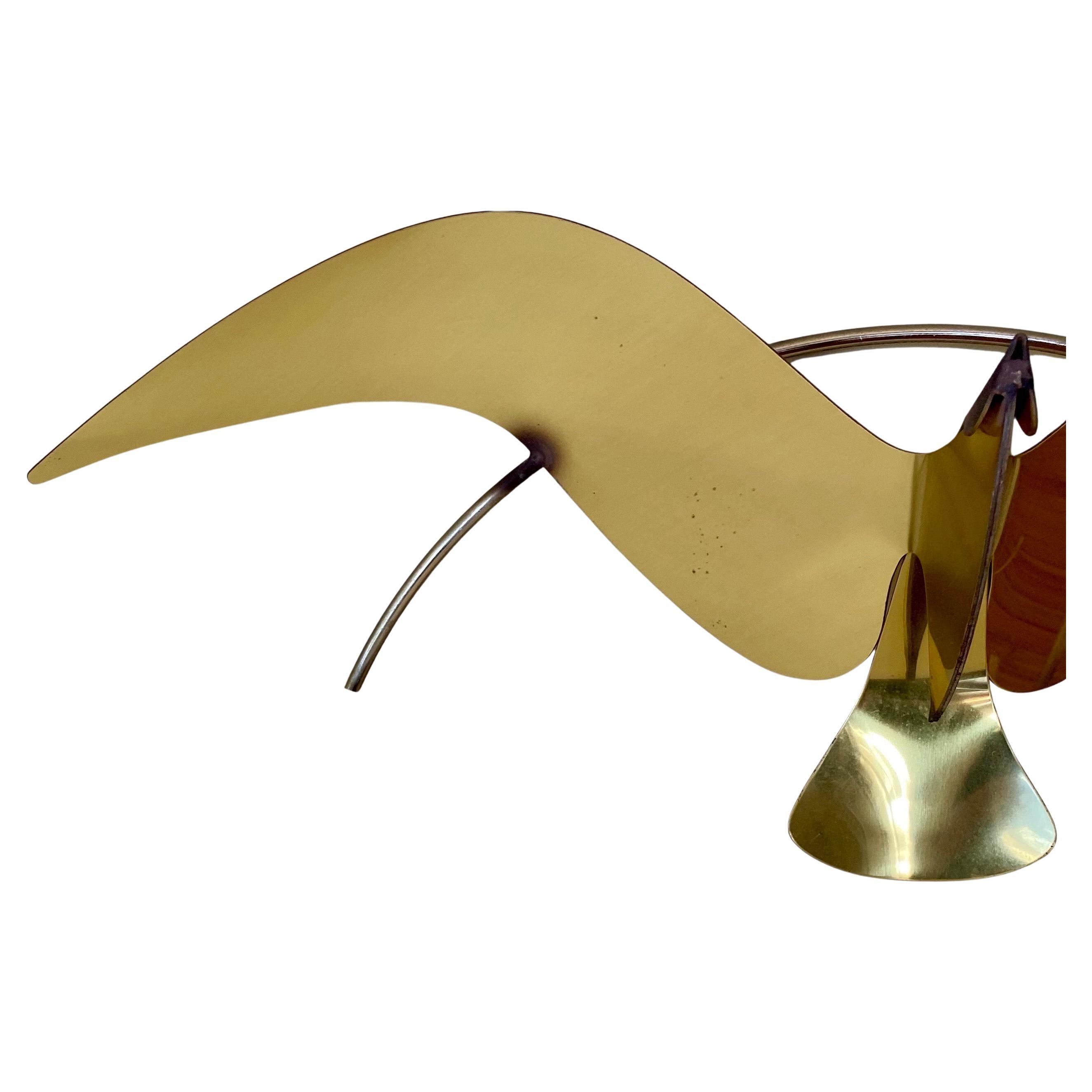 Curtis Jere Brass Seagull Bird Wall Sculpture, 1985 In Good Condition For Sale In Lambertville, NJ