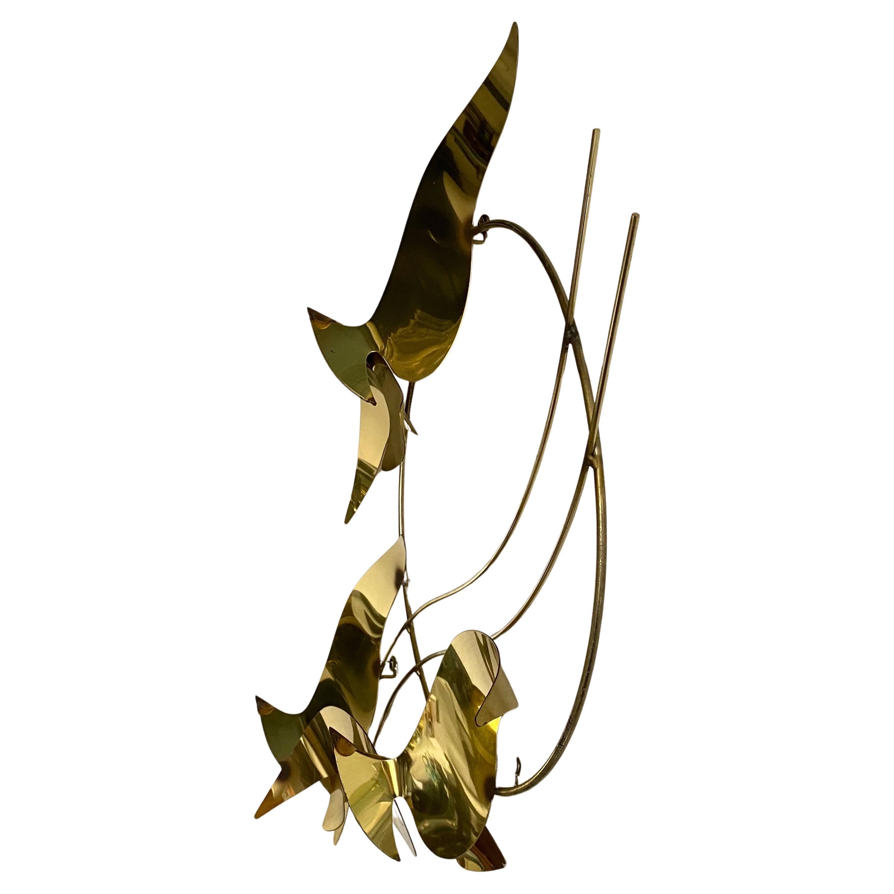 Curtis Jere Brass Seagull Bird Wall Sculpture, 1985 For Sale 1