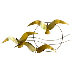 Scultura da parete con gabbiano in ottone di Curtis Jere, 1985