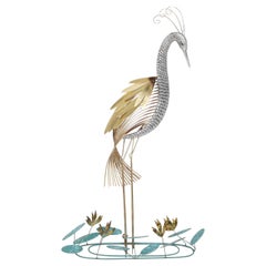 Curtis Jere Brass Wall Mounted 'Heron' Sculpture