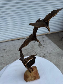 Curtis Jere Bronze 22" Three Birds in Flight Sculpture on Quartz Base