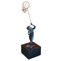 Curtis Jeré Bronze Sculpture of Boy with Butterfly Net, Signed and Dated 1968