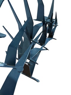 Curtis Jere Brutalist Birds in Flight Black Welded Metal Sculpture SIGNED 69 MCM