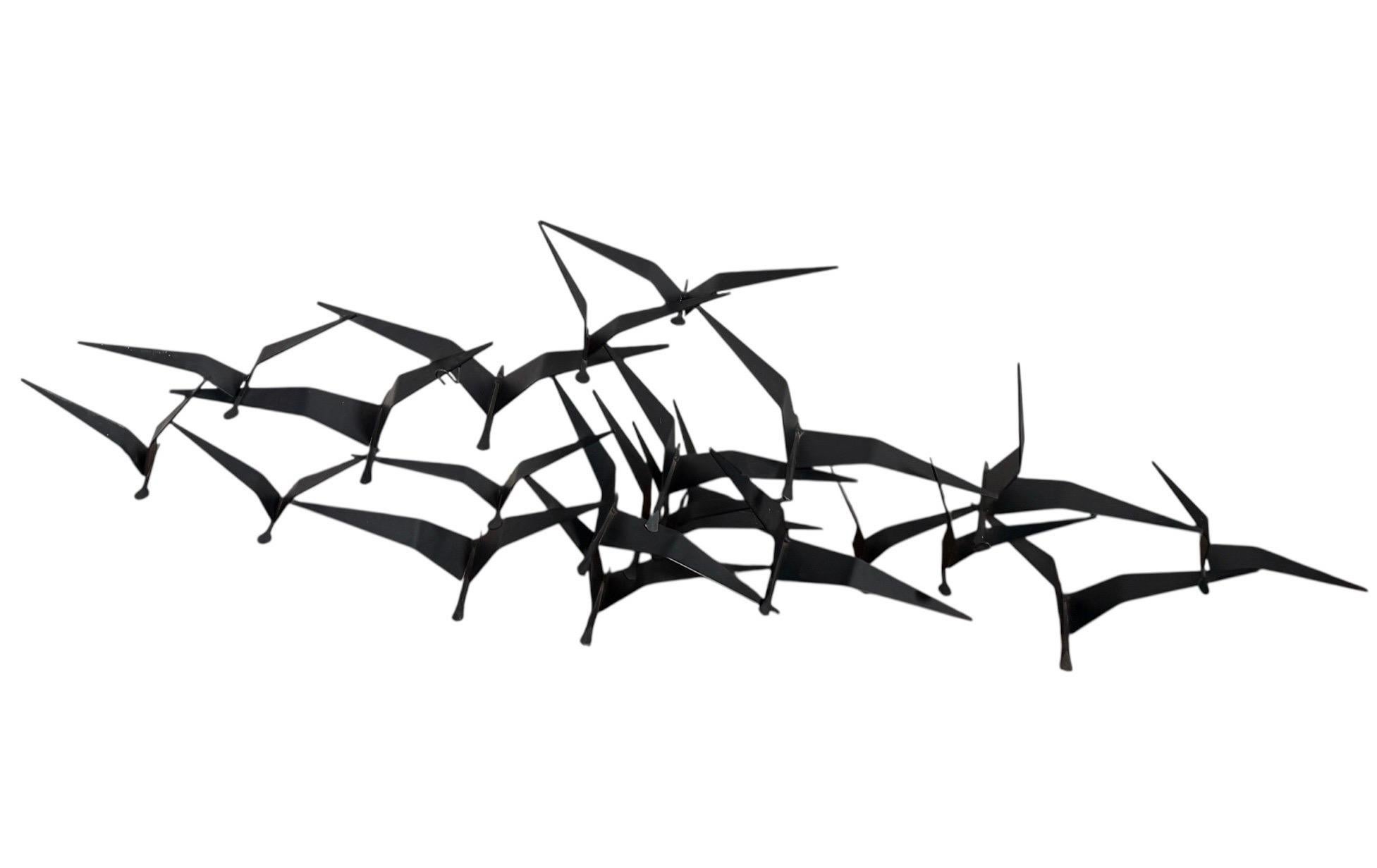 Curtis Jere Brutalist Birds in Flight Sculpture en métal soudé noir SIGNÉE 69 MCM en vente 2