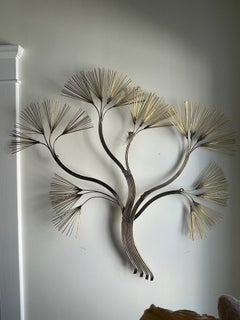Curtis Jere Brutalist Brass Tree Wall Sculpture