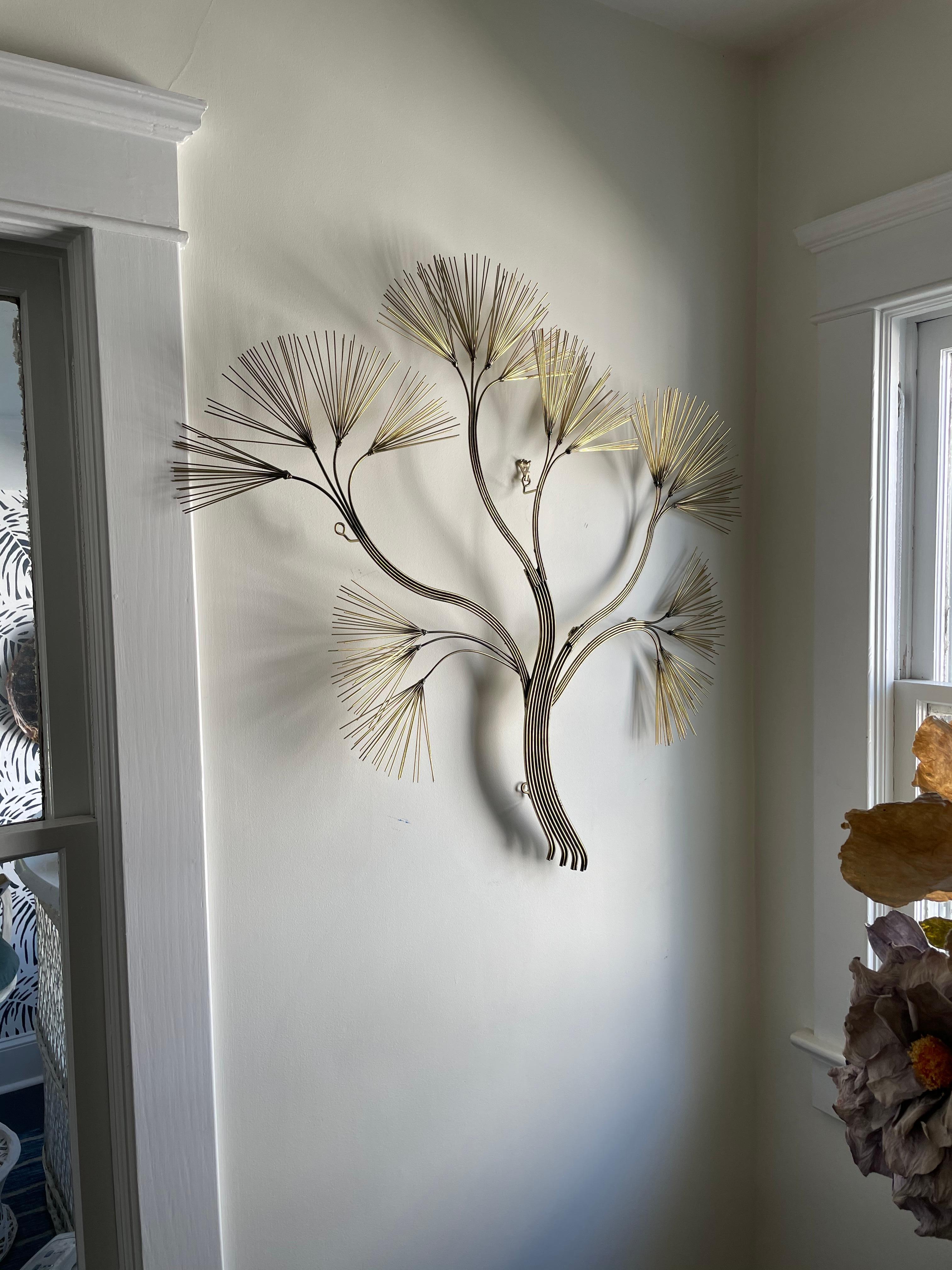 Curtis Jere Brutalist Brass Tree Wall Sculpture In Good Condition For Sale In W Allenhurst, NJ