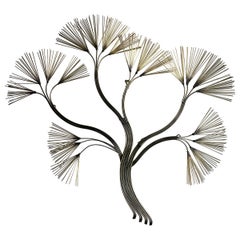 Curtis Jere Brutalist Brass Tree Wall Sculpture