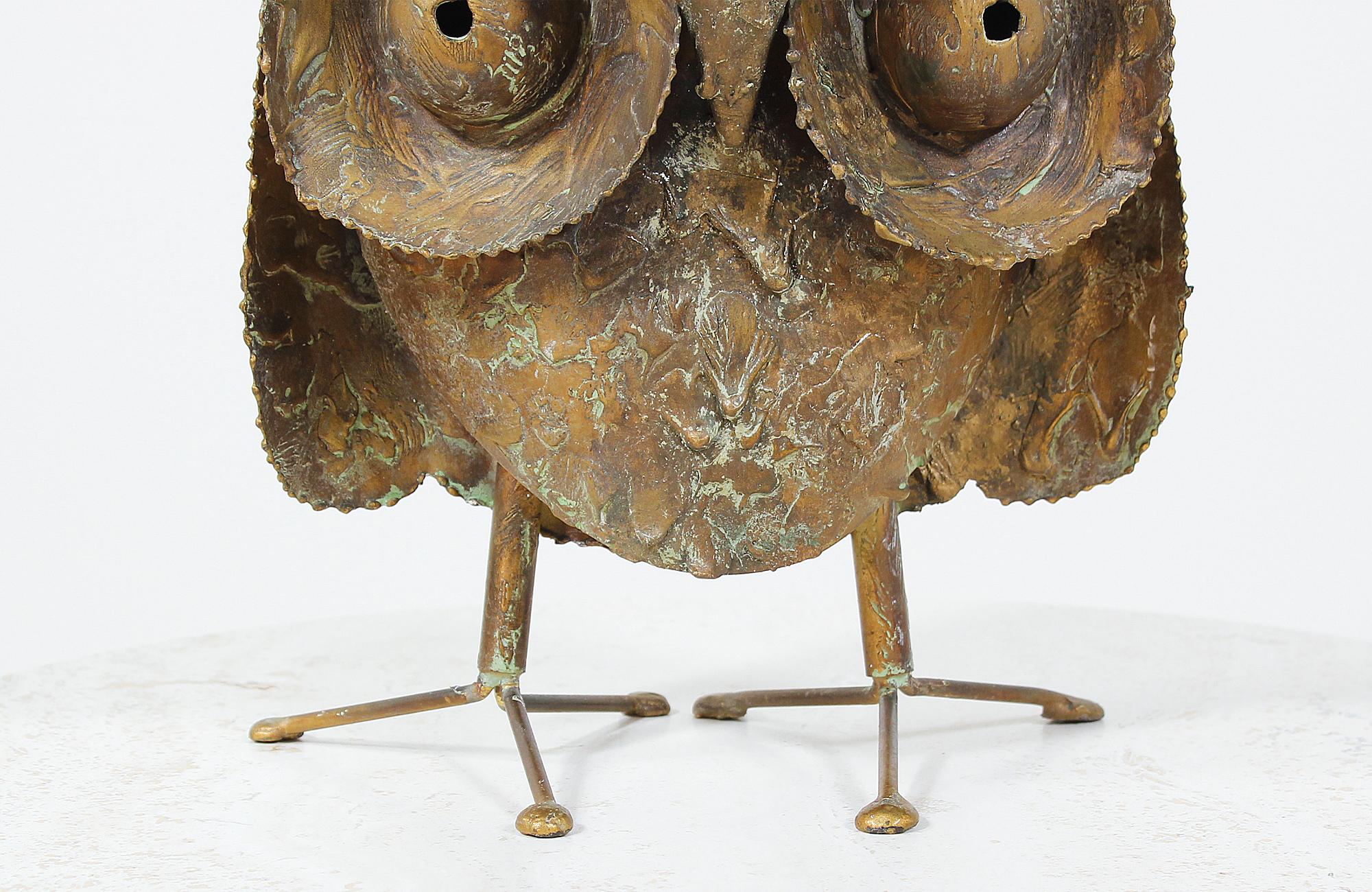 Curtis Jere Brutalist Drip-Finished Metal Owl Sculpture for Artisan House 3