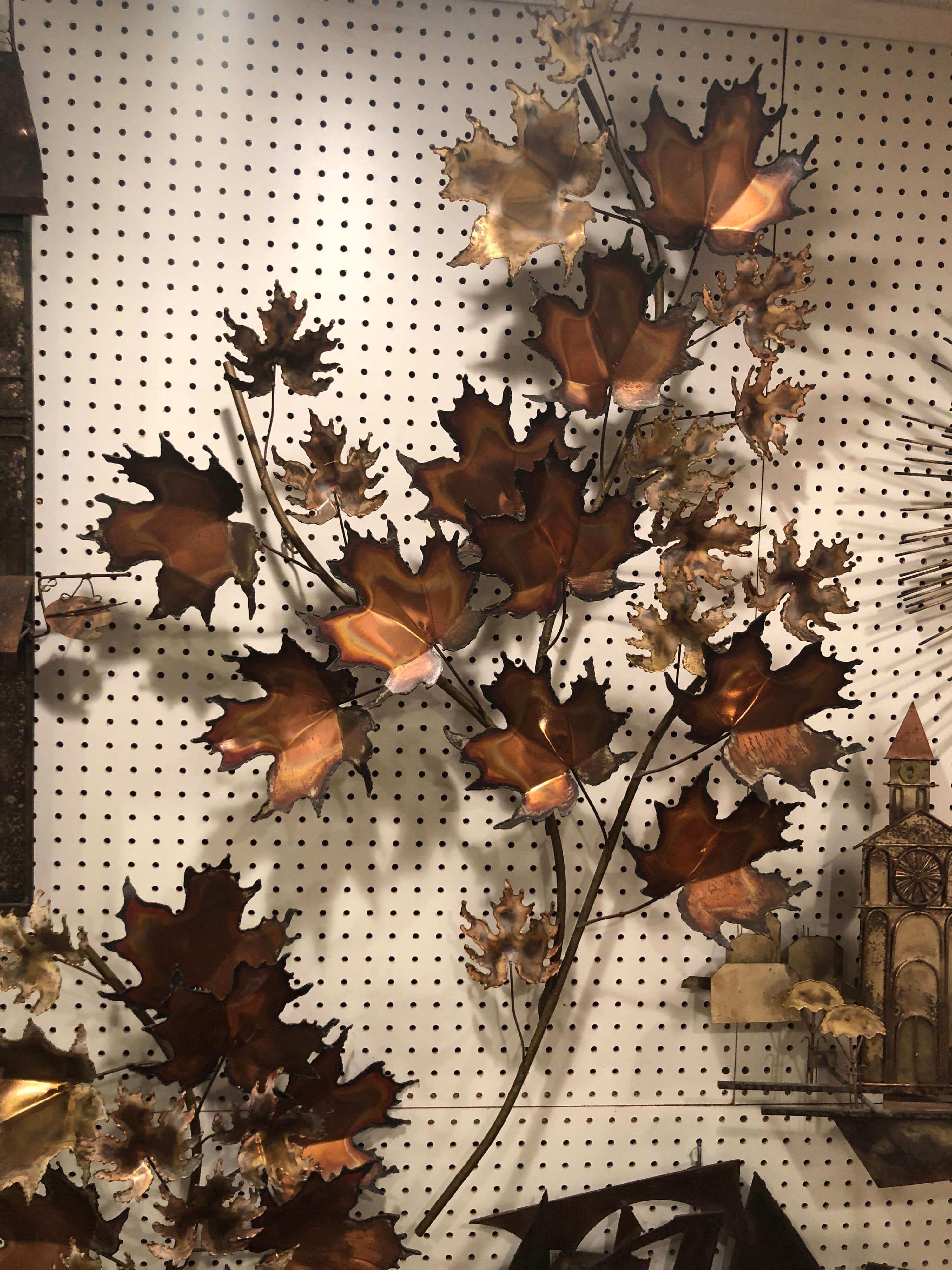 Curtis Jere Brutalist Leaf Wall Sculpture In Good Condition In Redding, CT