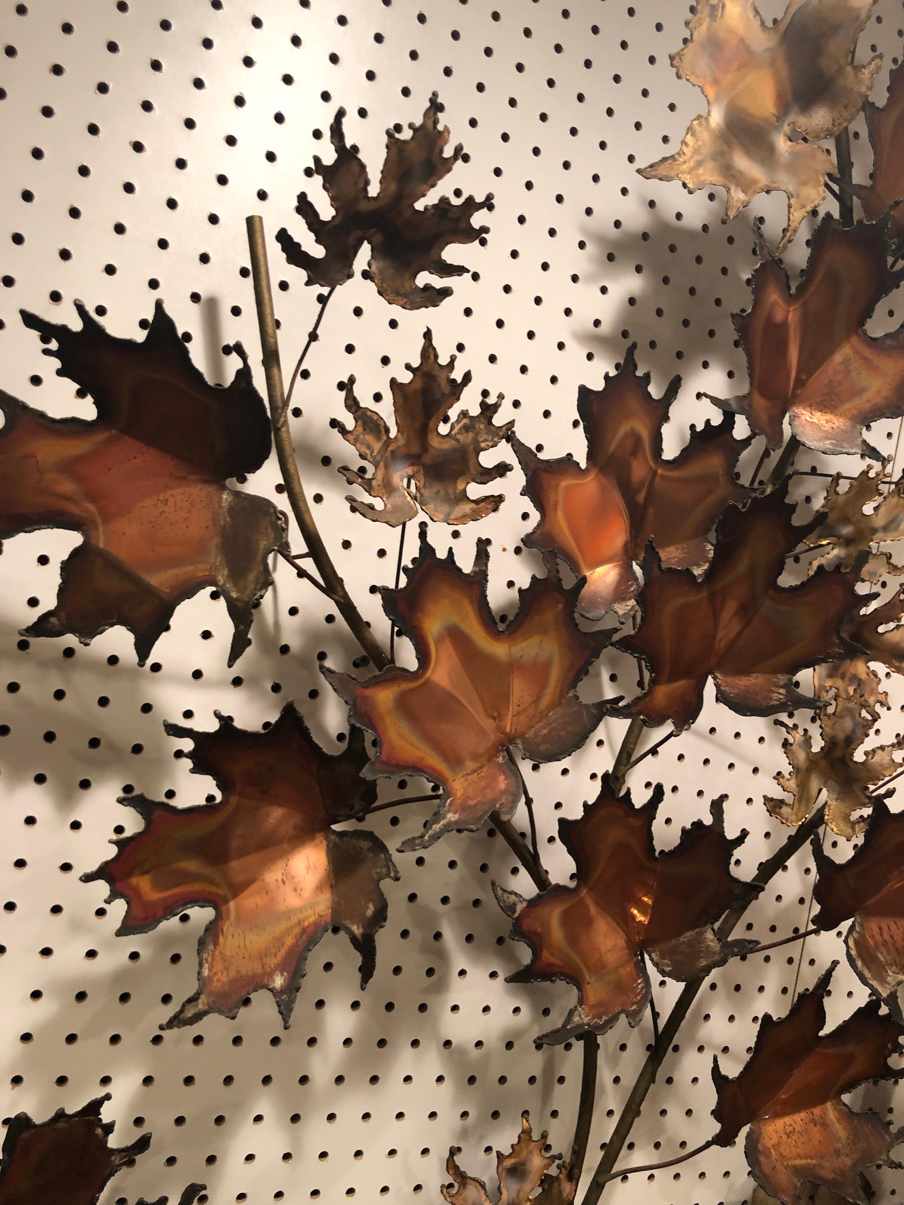 Late 20th Century Curtis Jere Brutalist Leaf Wall Sculpture