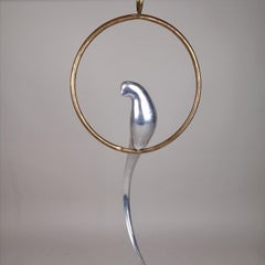 Curtis Jere Brutalist Parrot on Swing Sculpture
