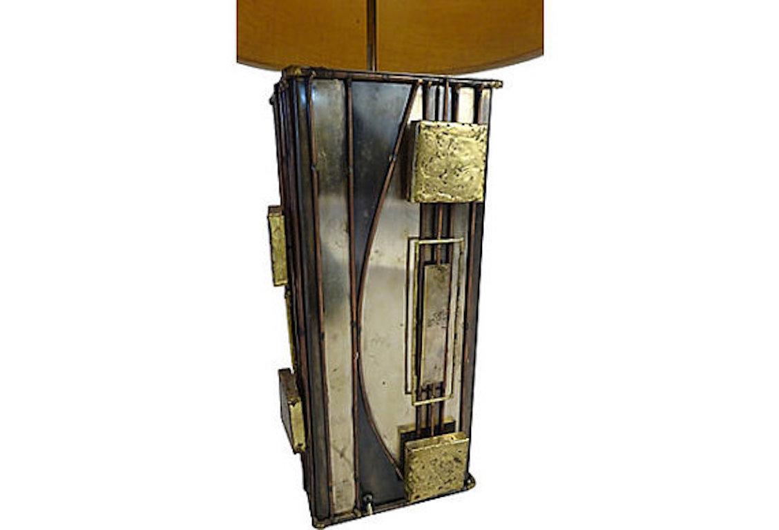 Curtis Jere Brutalist Table Lamp, Signed In Good Condition In Chicago, IL