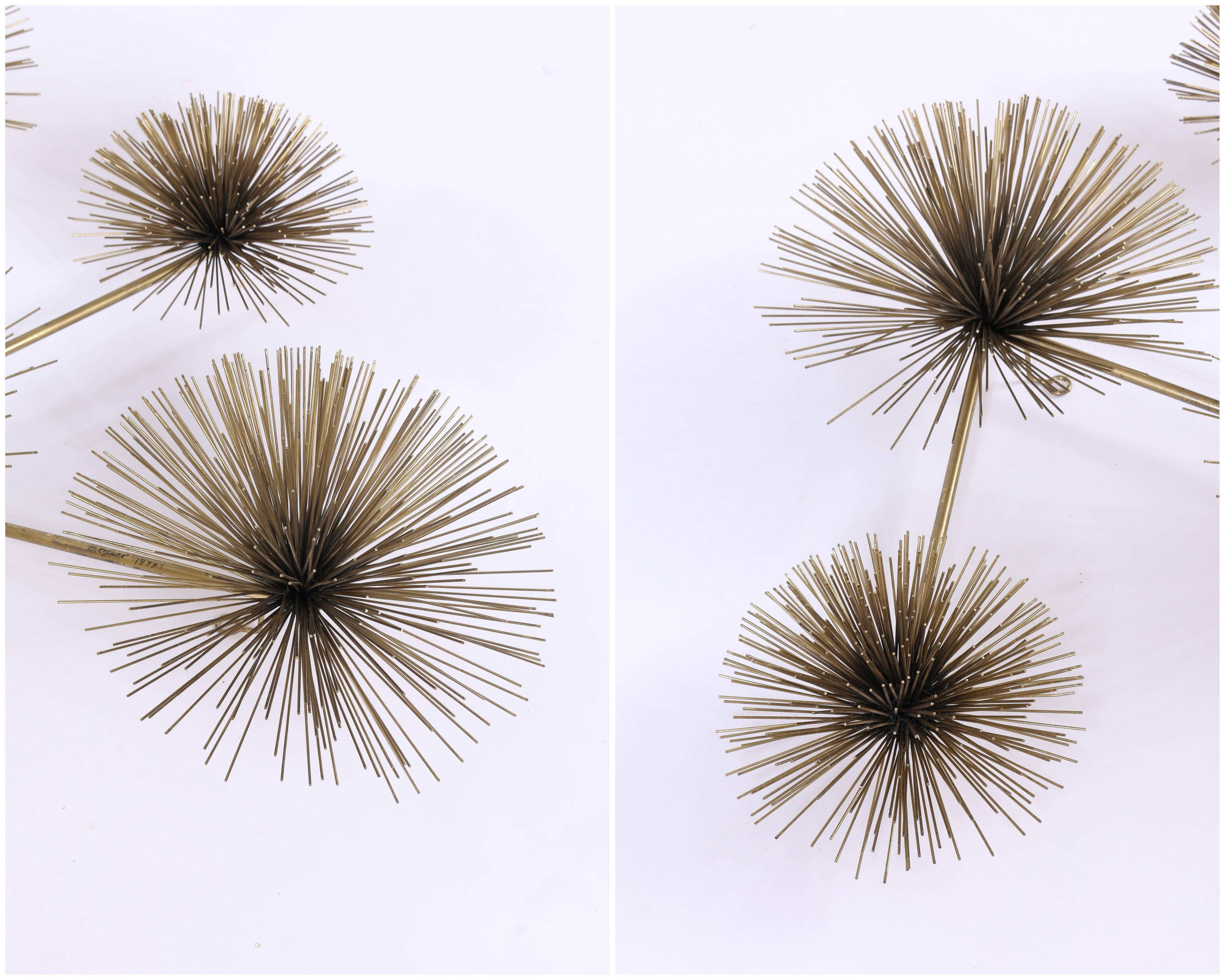 Curtis Jere c.1979 “Pom Pom” Starburst Sea Urchin Design Brass Wall Sculpture 3