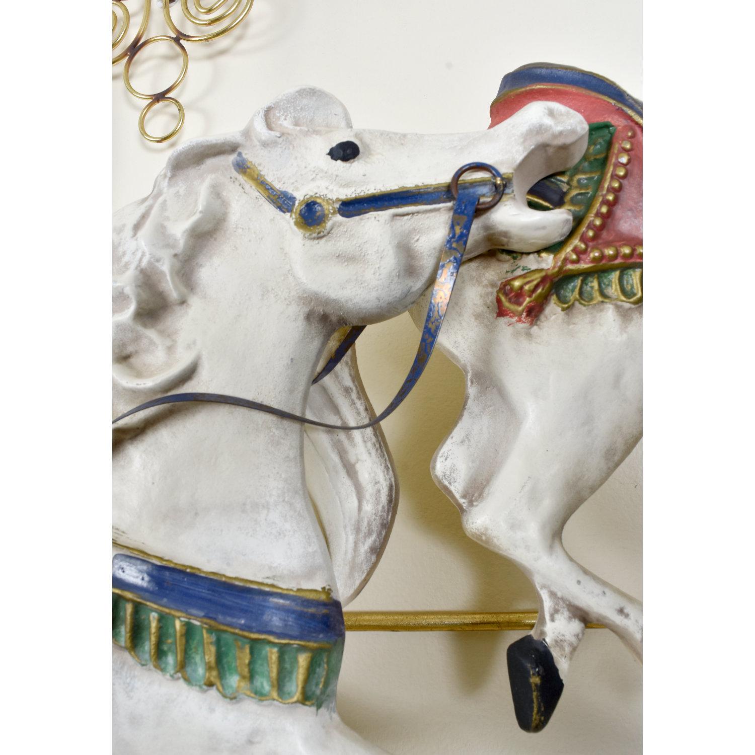 Late 20th Century Curtis Jere Carousel Horses Metal Wall Sculpture, Signed & Dated, 1987 For Sale