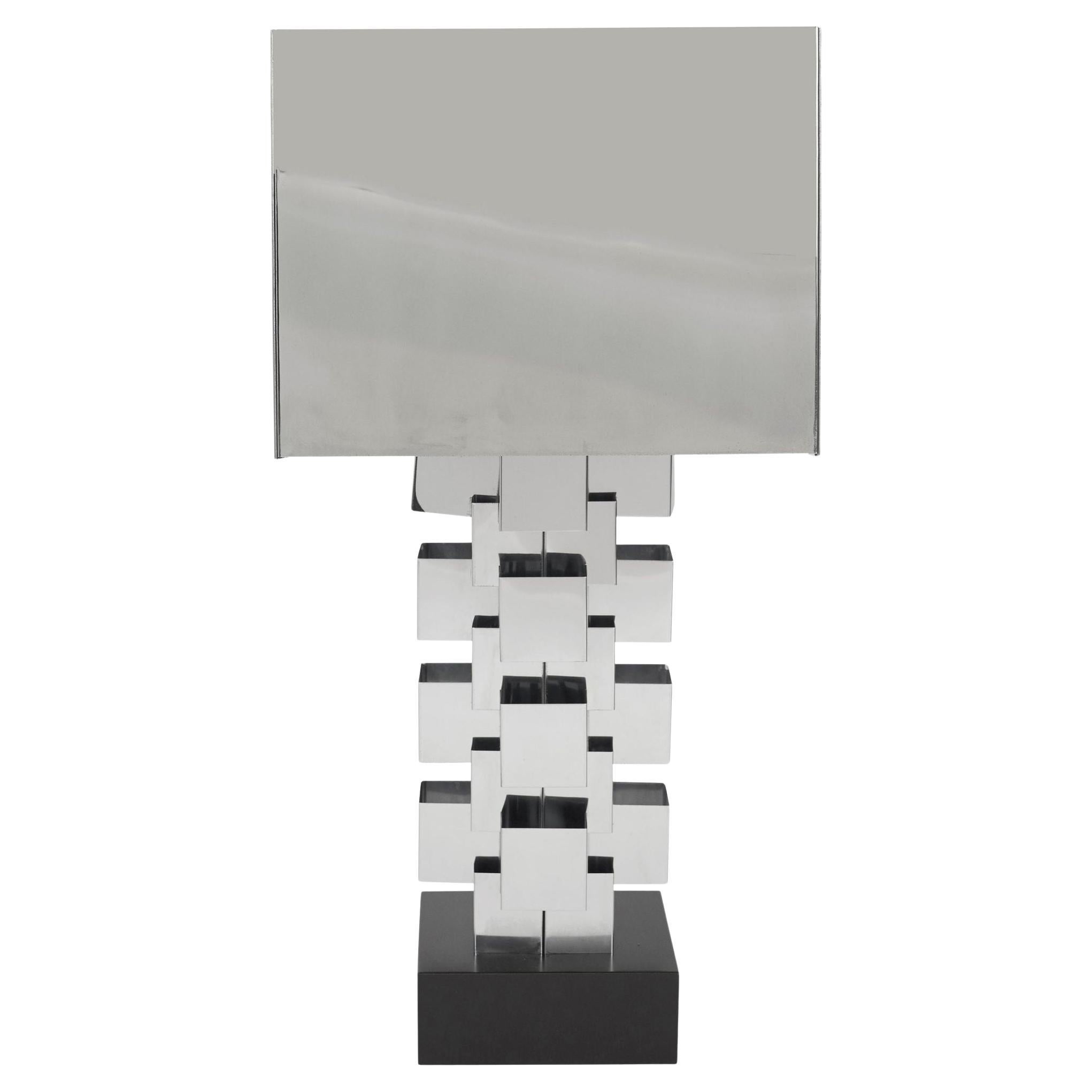 Curtis Jere Chrome Geometric Skyscraper Lamp en vente