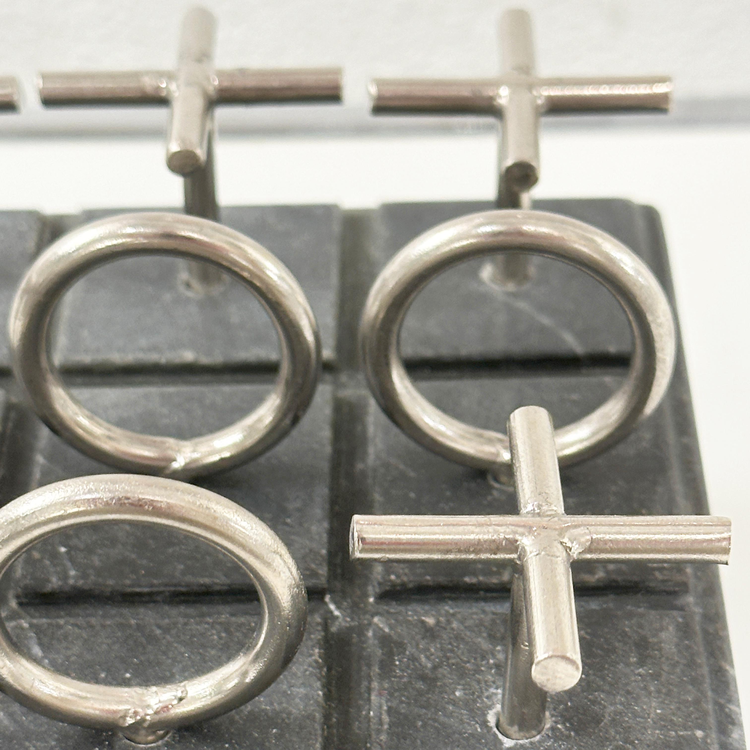 Set de Tic Tac Toe chromé de Curtis Jeré sur socle en marbre noir anthracite, vers les années 70 en vente 6