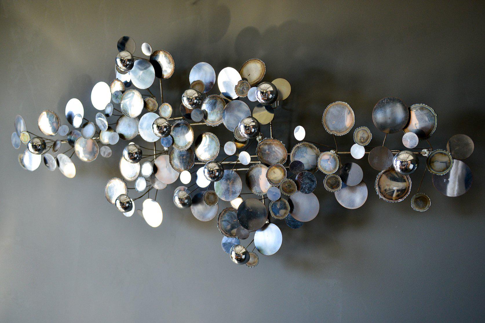 Curtis Jere Chrome 'Raindrops' Wall Sculpture, 1973 In Good Condition In Costa Mesa, CA