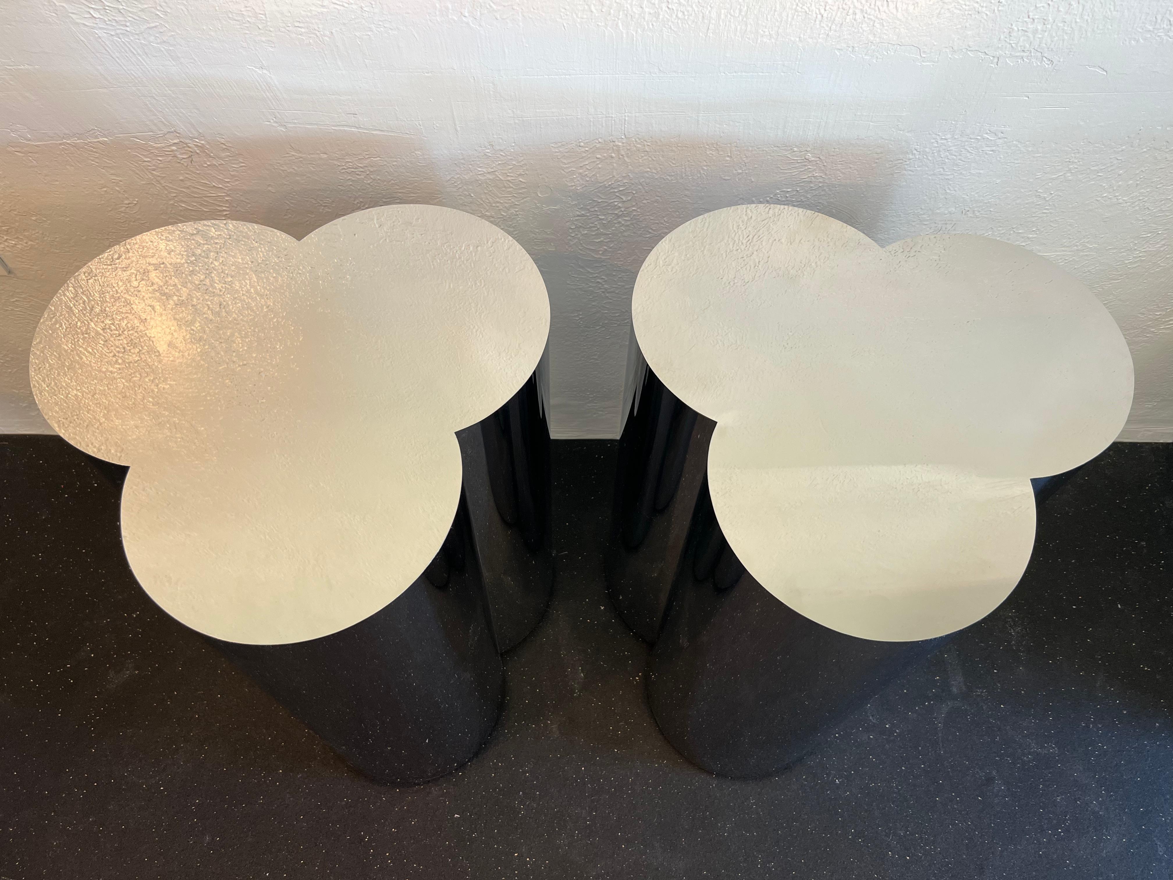 North American Curtis Jere Chrome Trefoil Pedestal Table Bases-A Pair