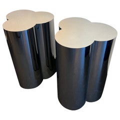 Curtis Jere Chrome Trefoil Pedestal Table Bases-A Pair