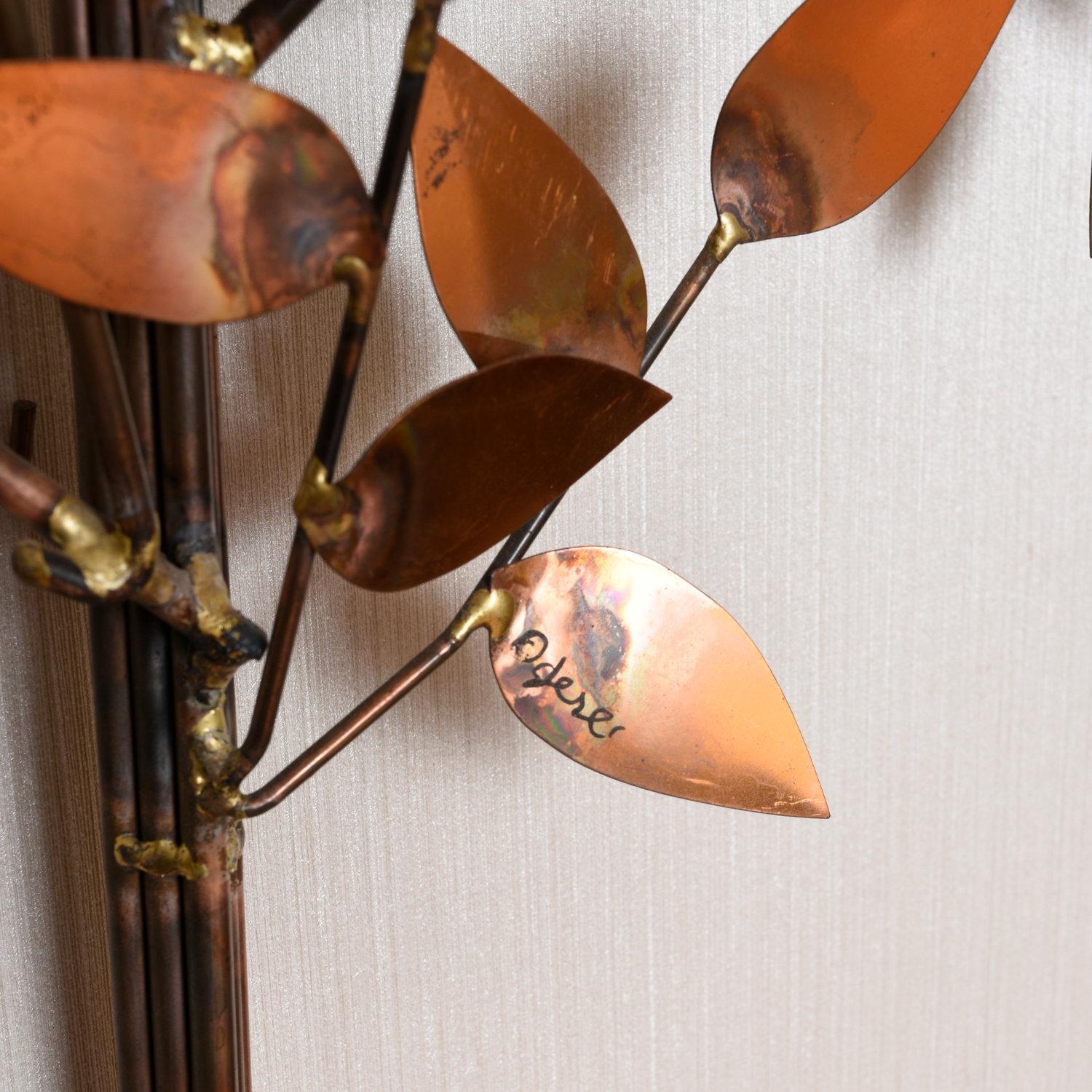 American Curtis Jere Copper and Brass Brazed Metal Wall Mounting Tree Sculpture