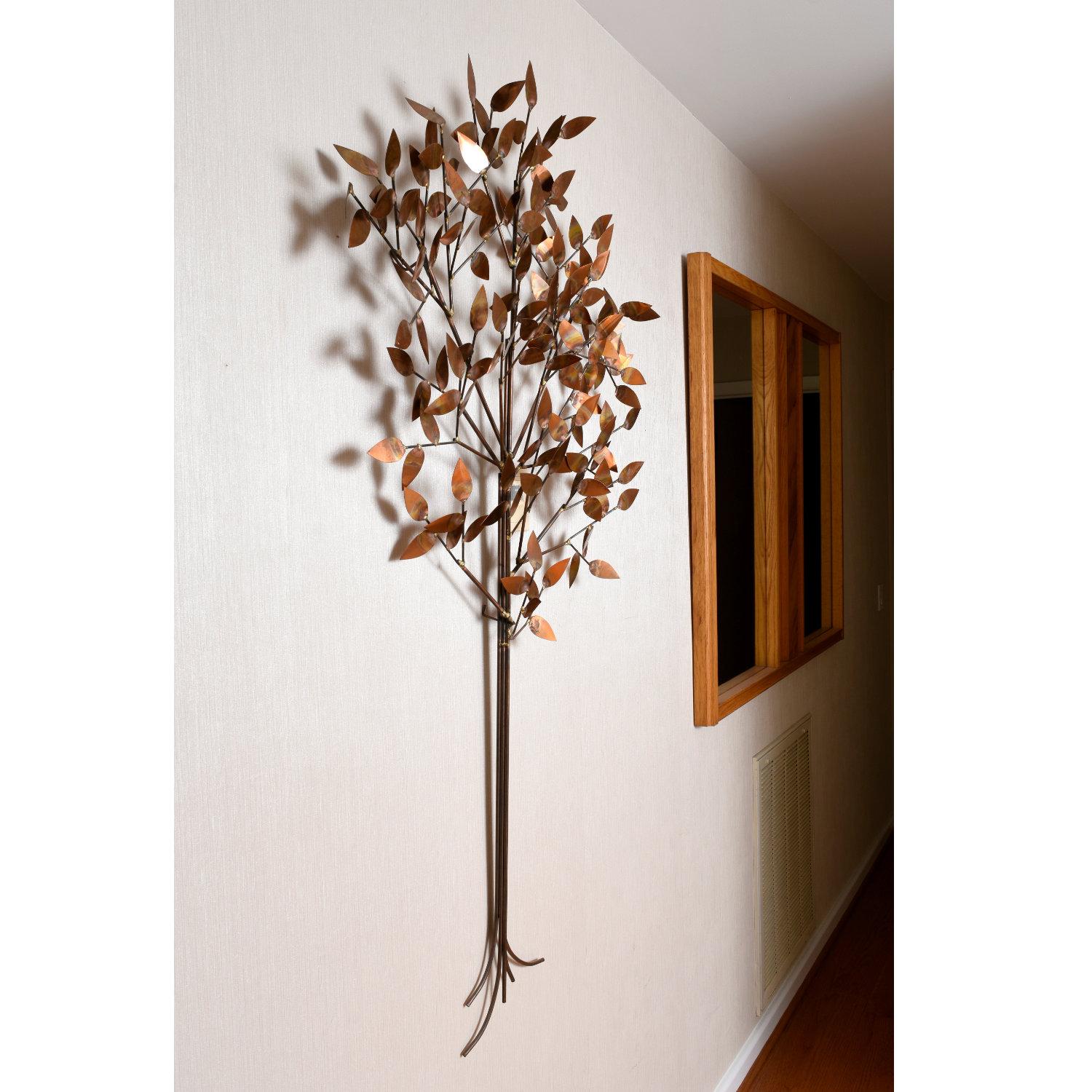 Curtis Jere Copper and Brass Brazed Metal Wall Mounting Tree Sculpture In Excellent Condition In Chattanooga, TN