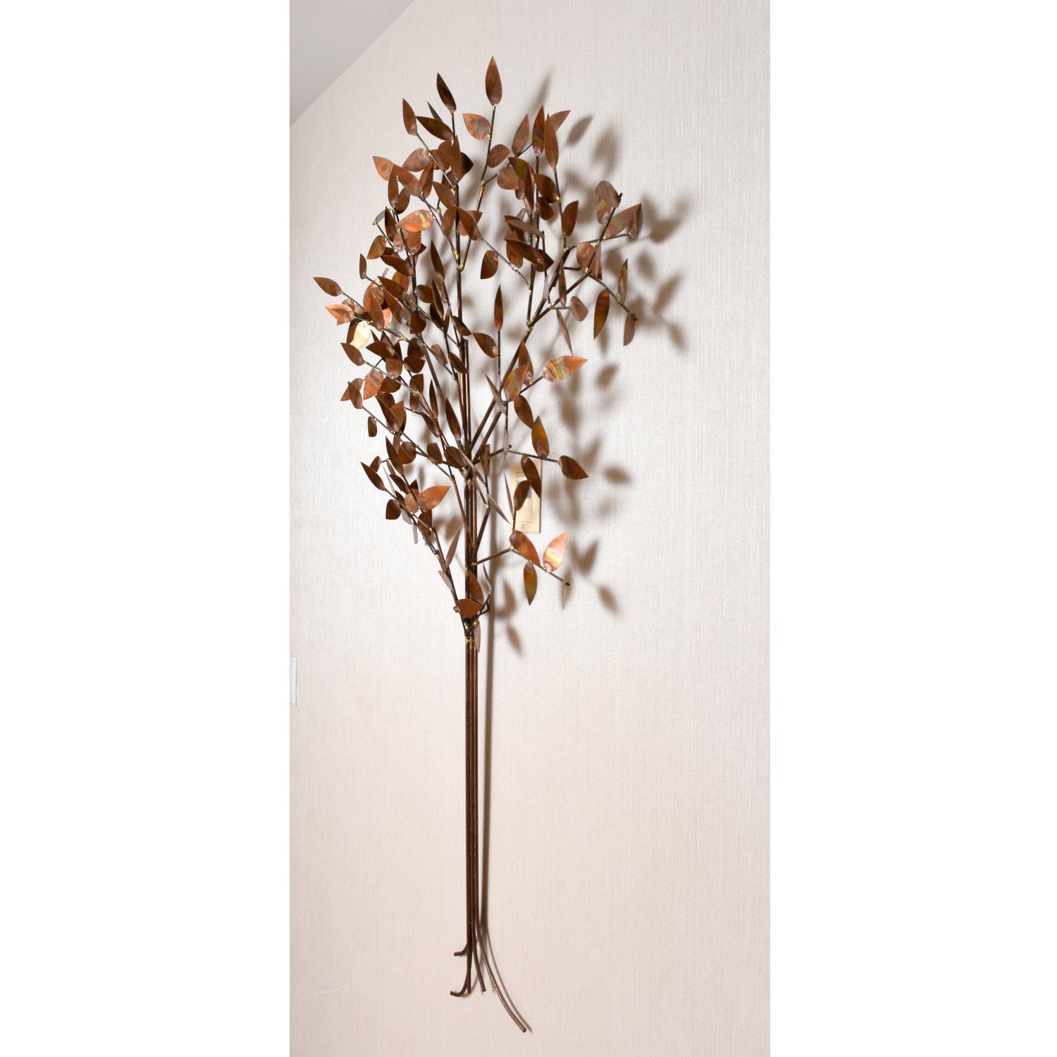 Curtis Jere Copper and Brass Brazed Metal Wall Mounting Tree Sculpture 1