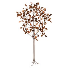 Curtis Jere Copper and Brass Brazed Metal Wall Mounting Tree Sculpture
