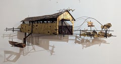 Curtis Jere "Covered Barn" Brutalist Wall Mounted Sculpture