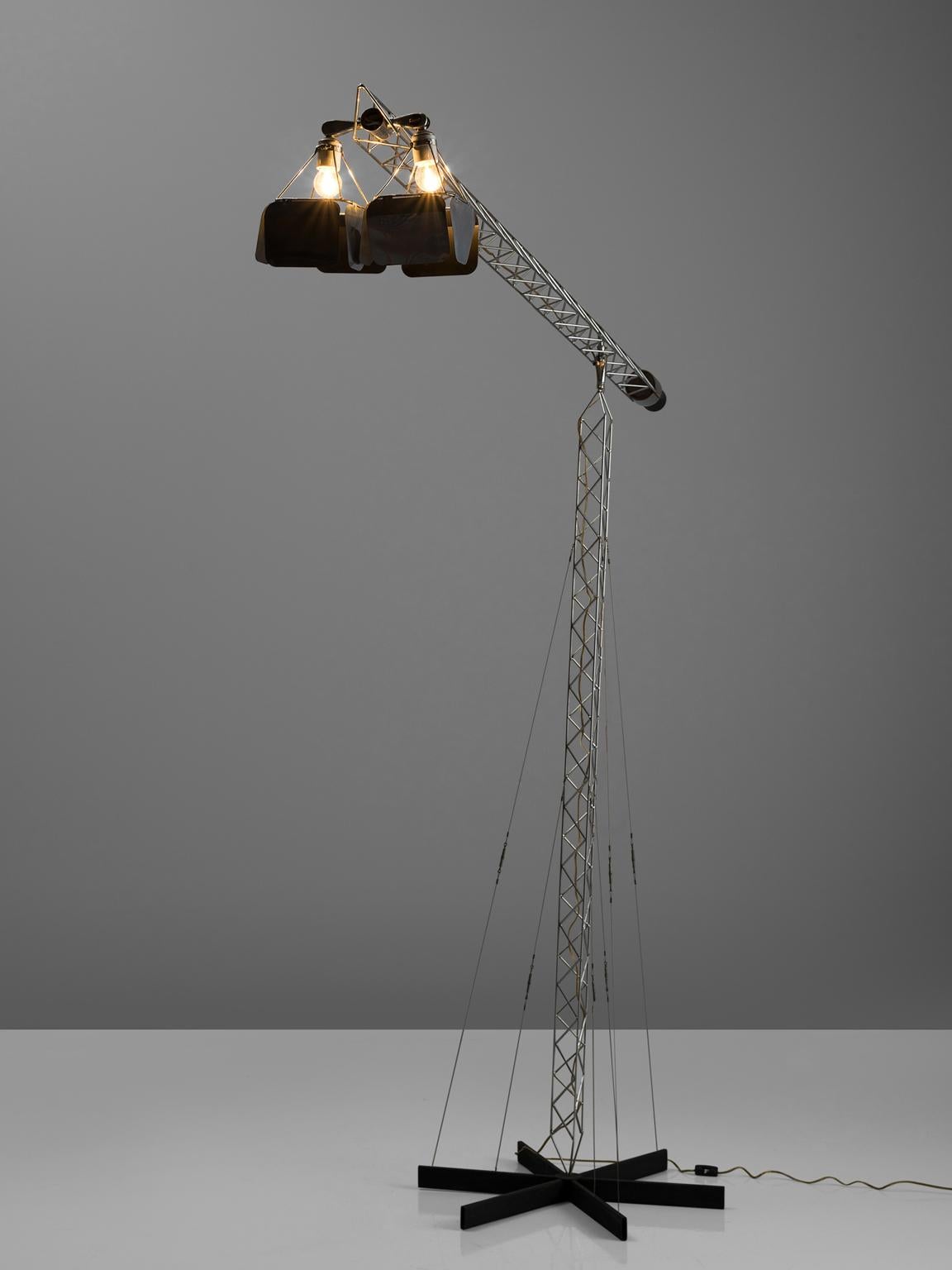 American Curtis Jeré Crane Floor Lamp in Steel