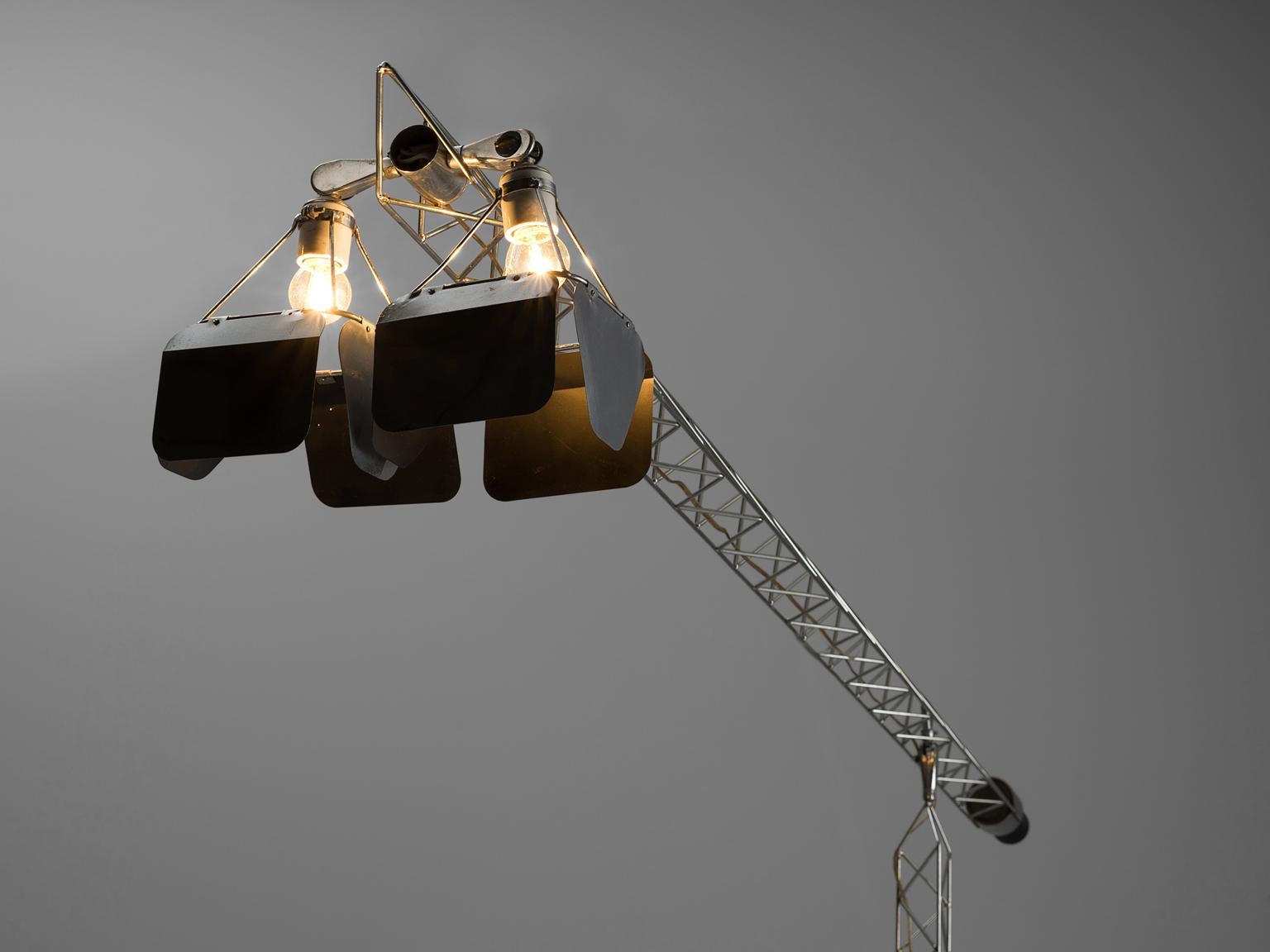 Curtis Jeré Crane Floor Lamp in Steel In Good Condition In Waalwijk, NL
