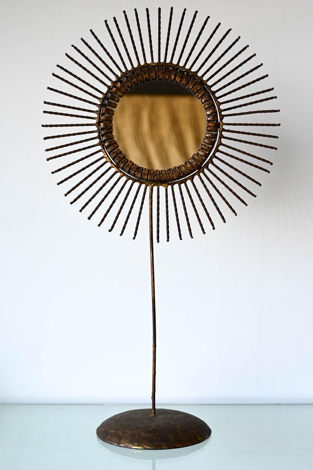 Curtis Jere Doppelseitiger Messing-Sonnenschliff-Spiegel, 1968 (Moderne der Mitte des Jahrhunderts) im Angebot