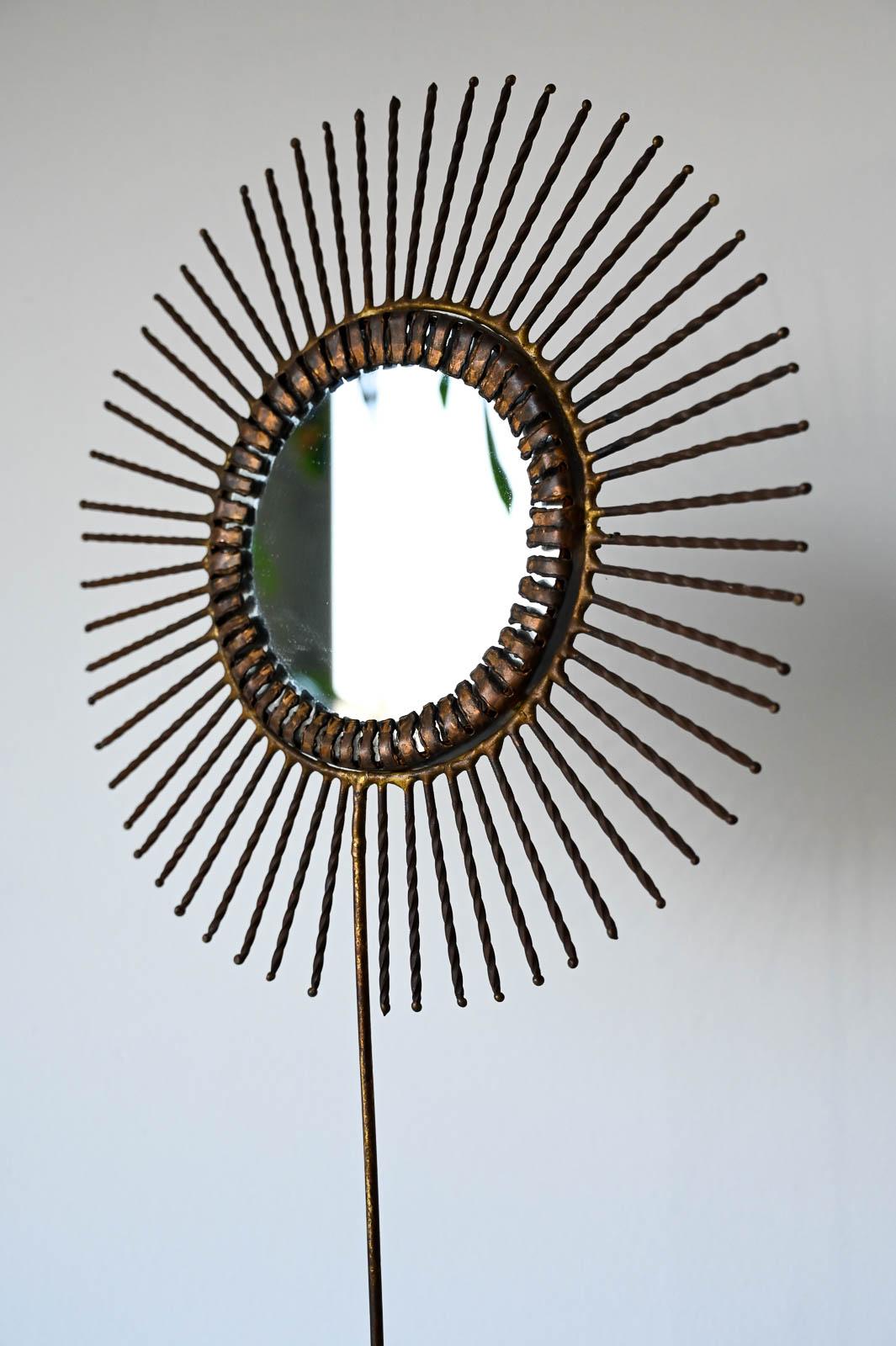 American Curtis Jere Double-Sided Brass Sunburst Mirror, 1968 For Sale