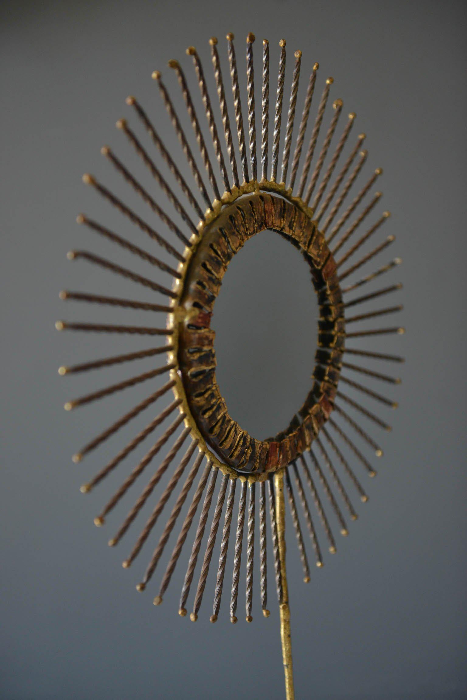 Curtis Jere Double-Sided Brass Sunburst Mirror, 1968 In Excellent Condition In Costa Mesa, CA