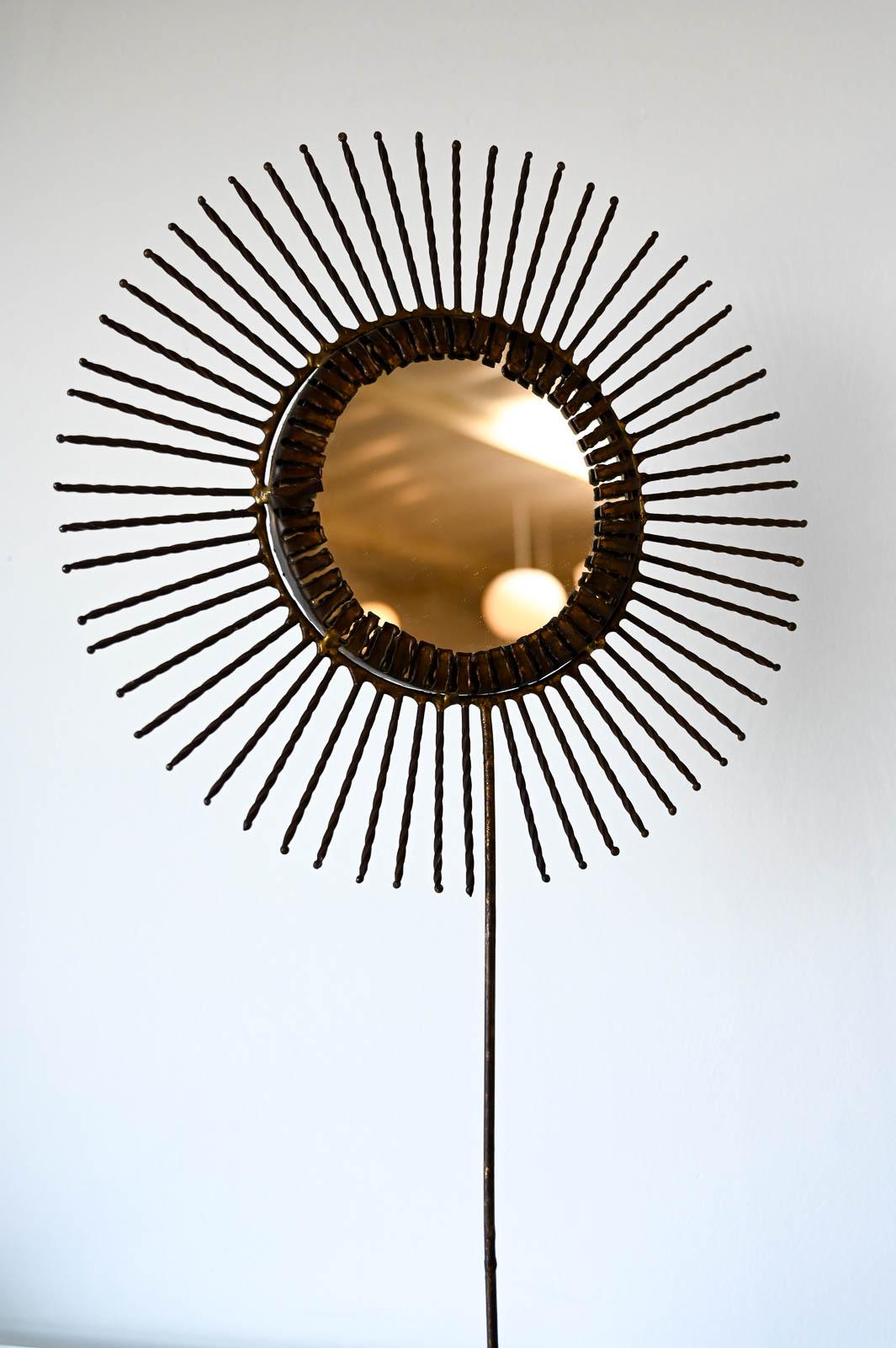 Curtis Jere Double-Sided Brass Sunburst Mirror, 1968 In Good Condition For Sale In Costa Mesa, CA