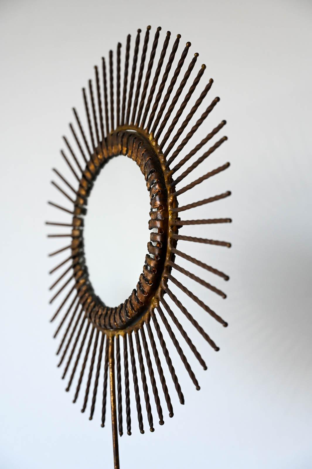 Mid-20th Century Curtis Jere Double-Sided Brass Sunburst Mirror, 1968 For Sale
