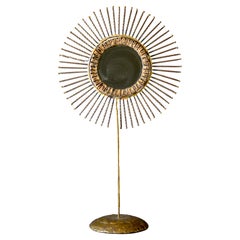 Curtis Jere Double-Sided Brass Sunburst Mirror, 1968