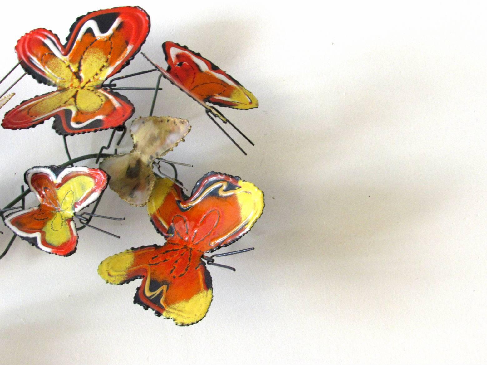 Mid-Century Modern Curtis Jere Enameled Butterfly Wall Sculptures, 1970s