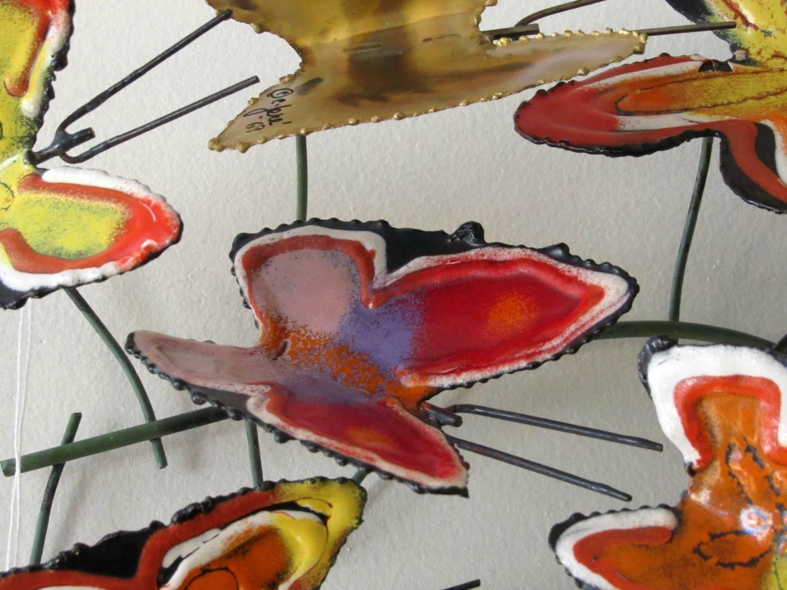 American Curtis Jere Enameled Butterfly Wall Sculptures, 1970s