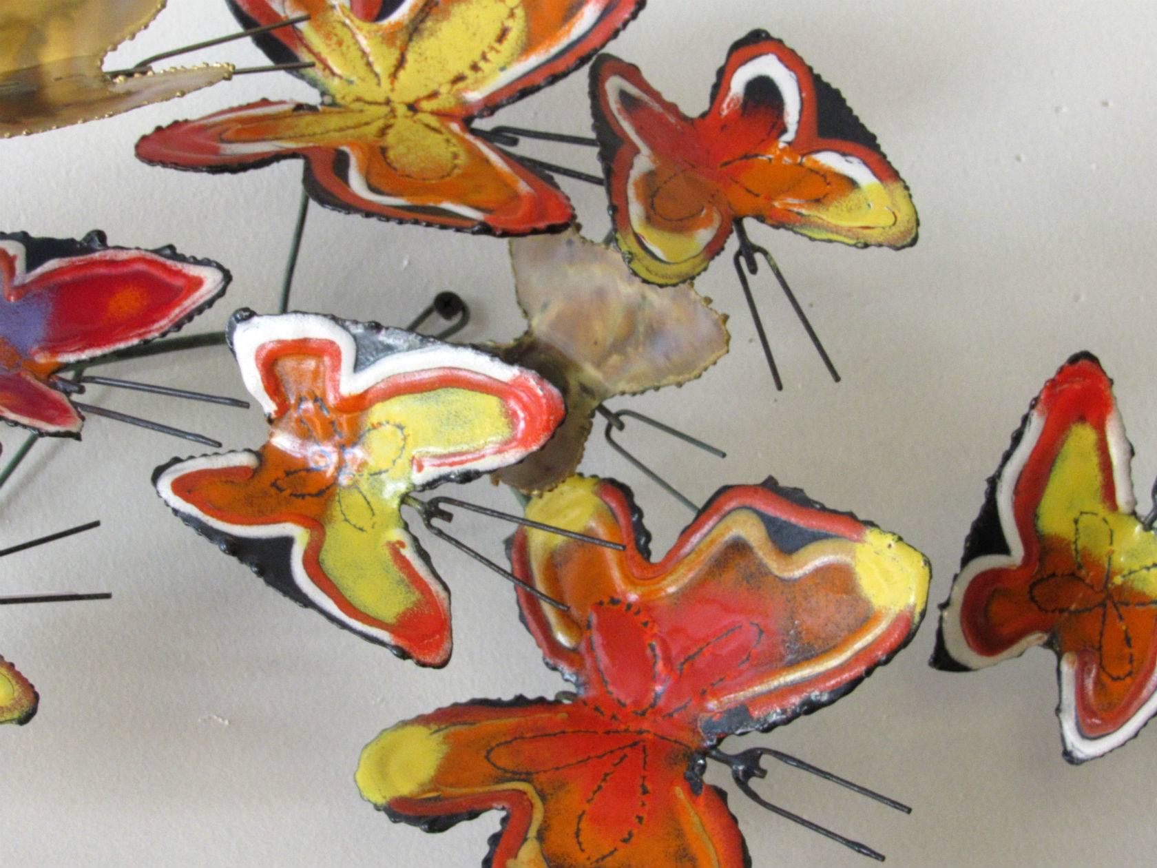 20th Century Curtis Jere Enameled Butterfly Wall Sculptures, 1970s