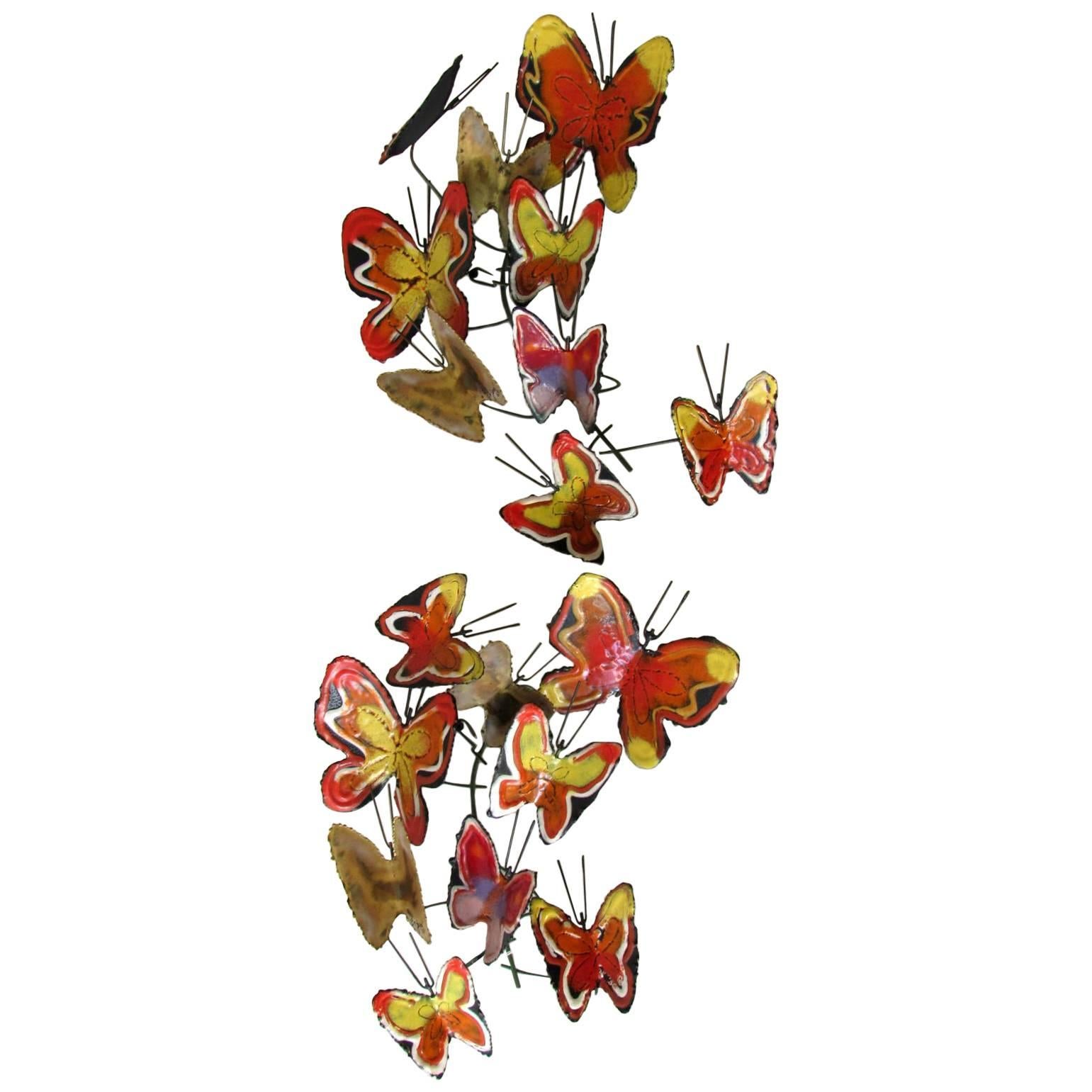 Curtis Jere Enameled Butterfly Wall Sculptures, 1970s