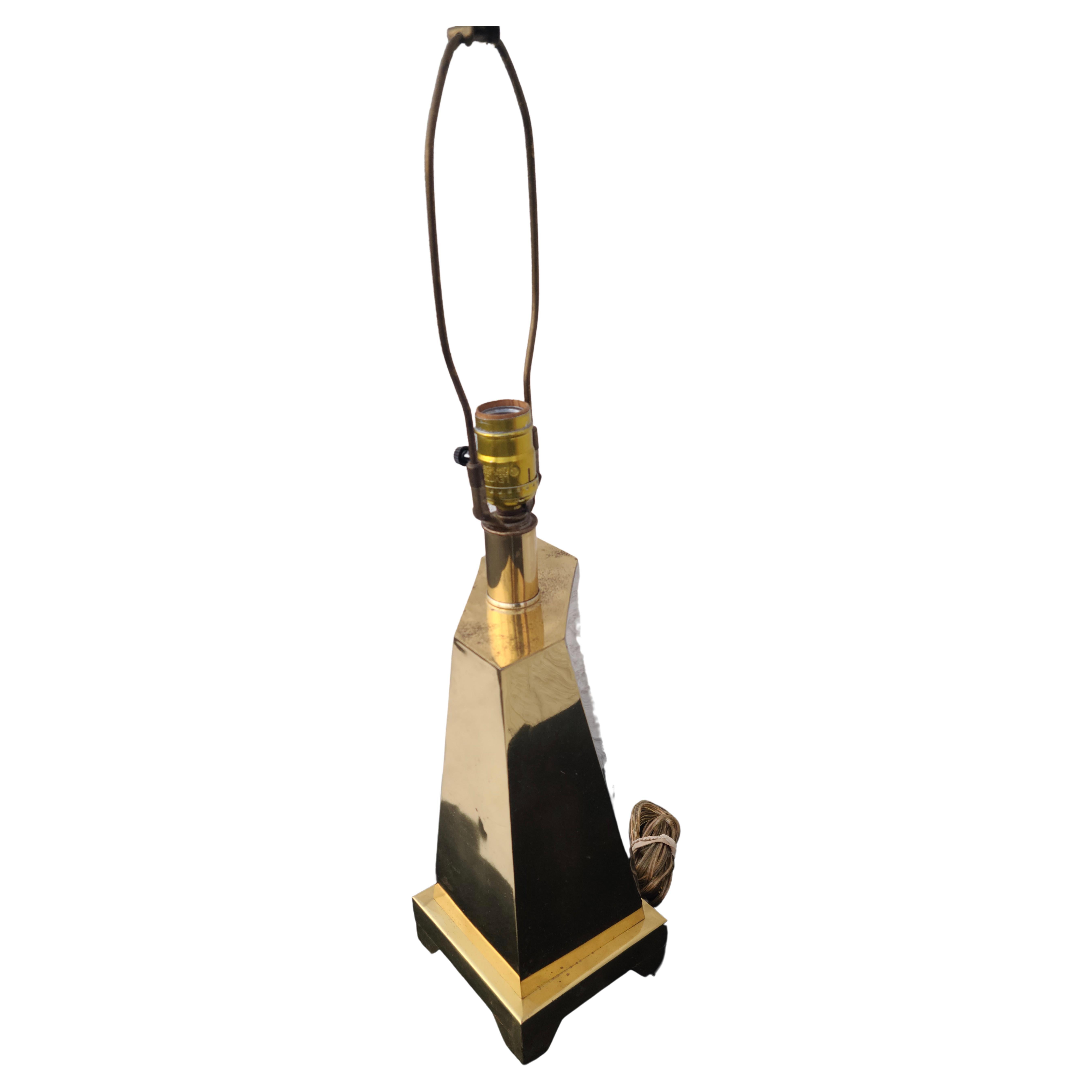 Late 20th Century Curtis Jere Faceted Lamp Chrome Brass Cityscape For Sale