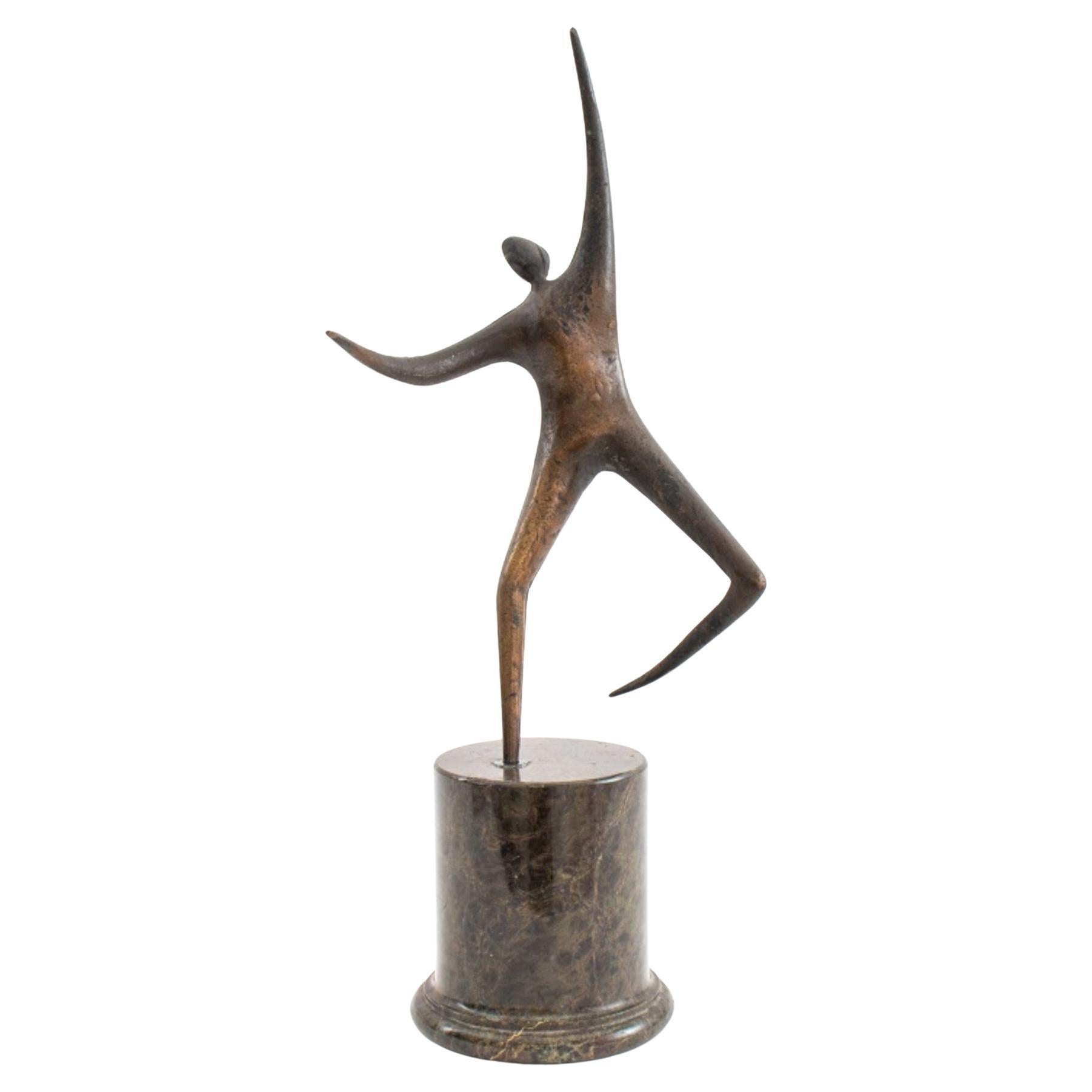 Figurine en bronze de Curtis Jere sur socle en marbre