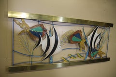 Curtis Jere Fish Aquarium Made of Brass and Painted Metal from 1993
