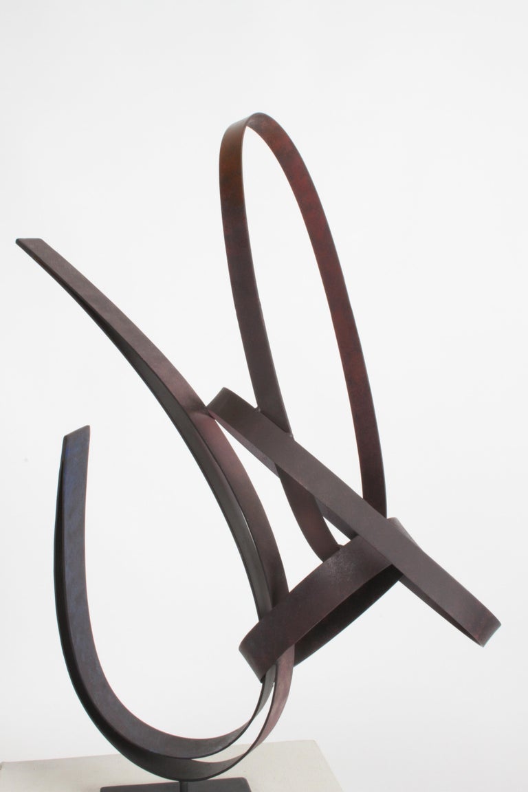 Mid-Century Modern Curtis Jeré Flat Steel Ribbon Modernist Abstract Sculpture Titled 