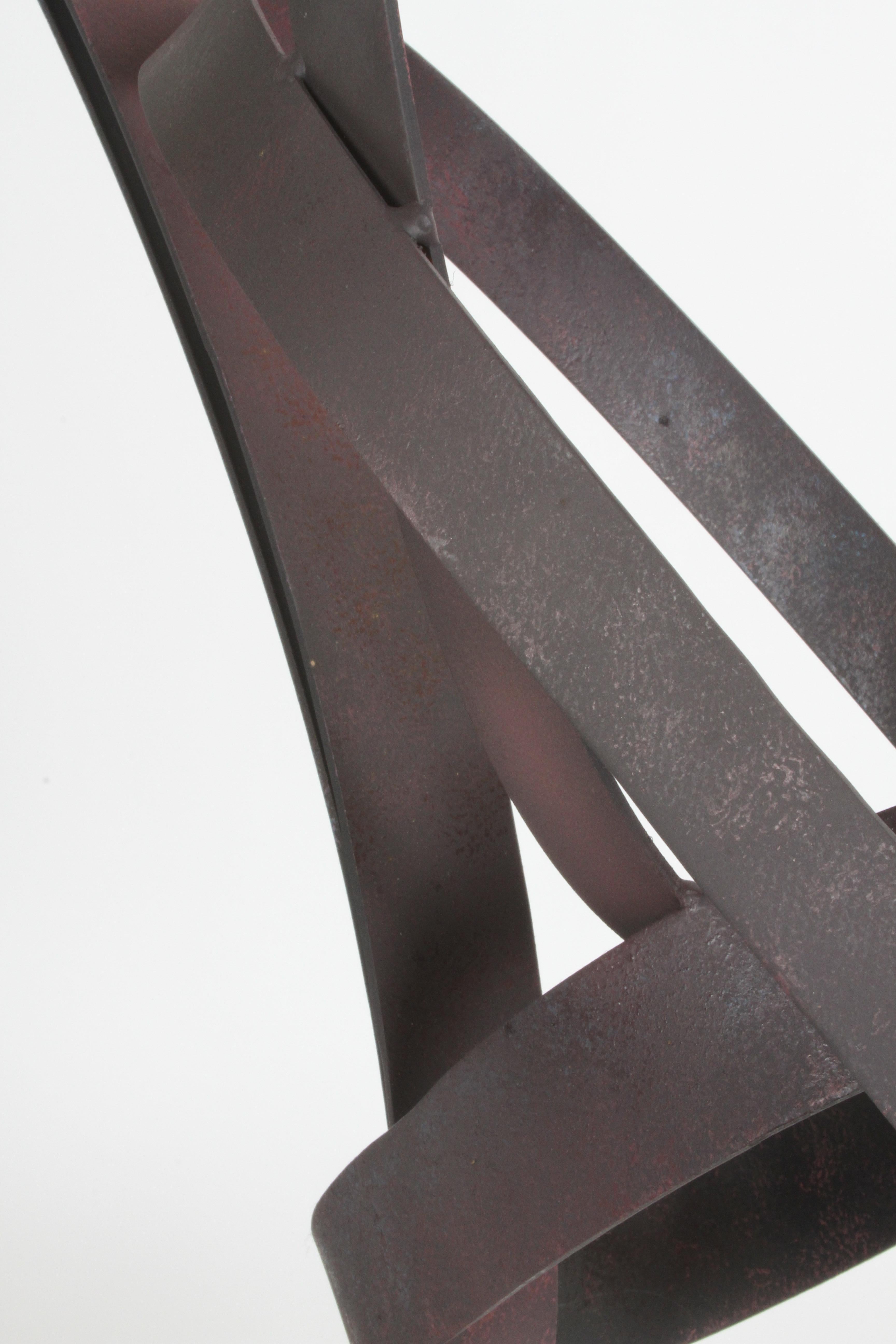 Mid-Century Modern Curtis Jeré Flat Steel Ribbon Modernist Abstract Sculpture Titled 