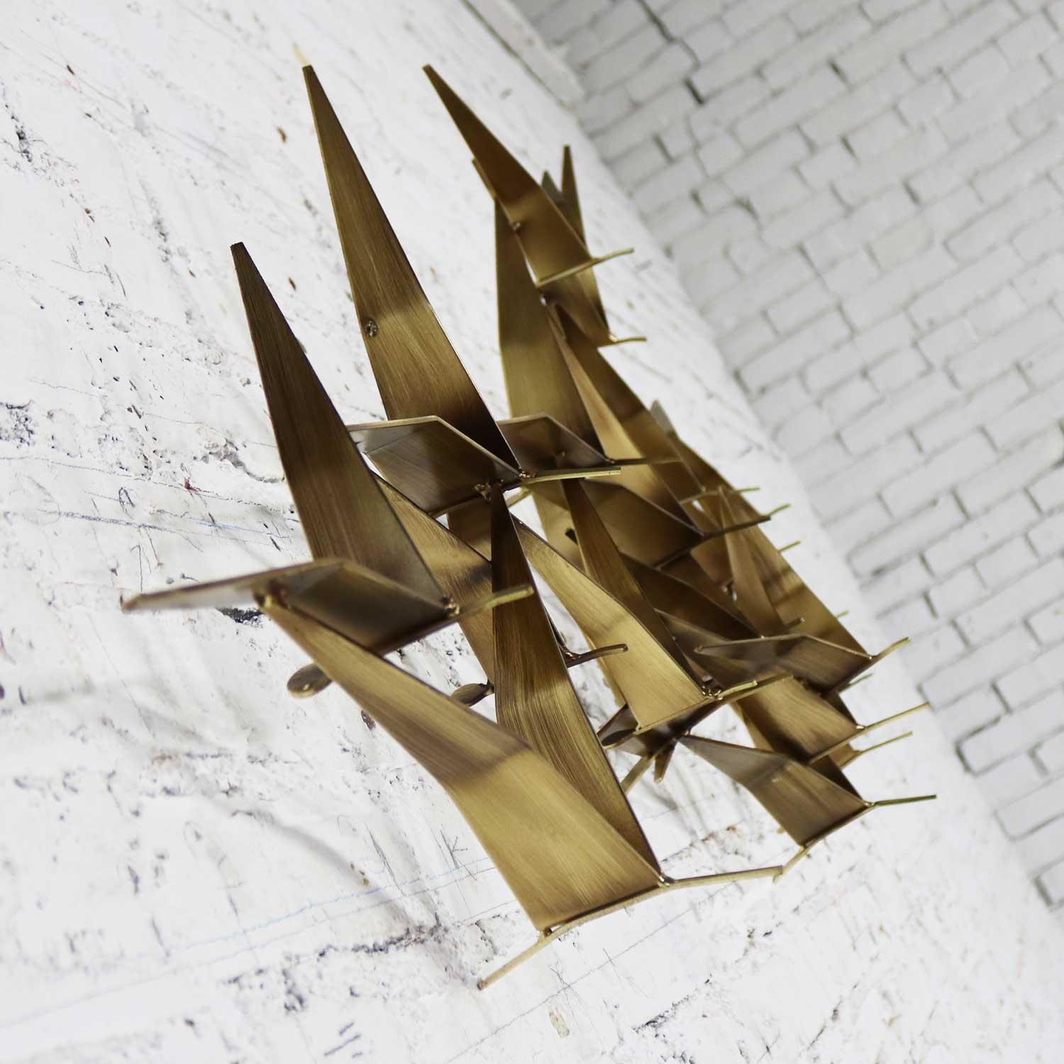 Curtis Jere Flock of Flying Birds Metal Wall Hanging Sculpture Signed Dated 1989 4