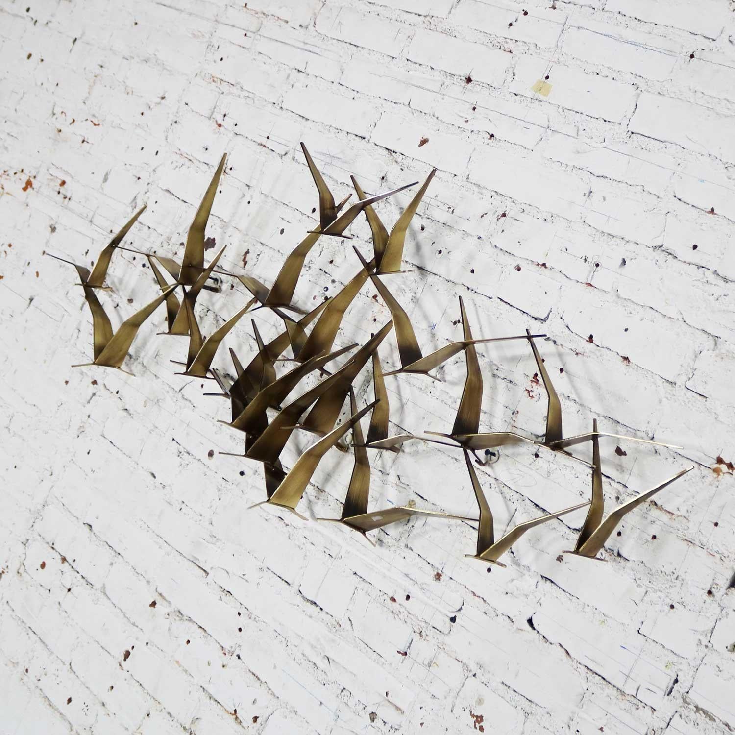 Curtis Jere Flock of Flying Birds Metal Wall Hanging Sculpture Signed Dated 1989 2